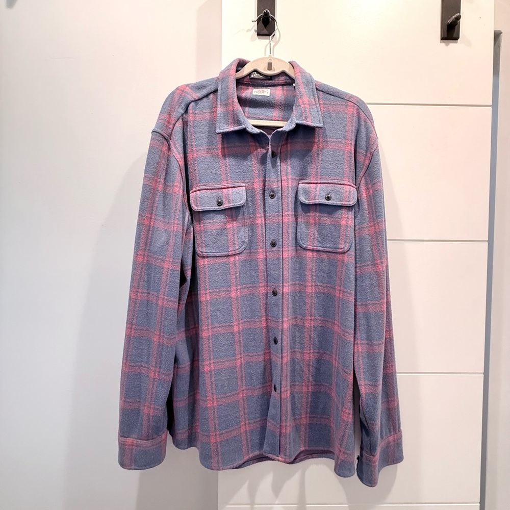 Faherty Legend Blue and Pink Checkered Men's Shirt Jacket